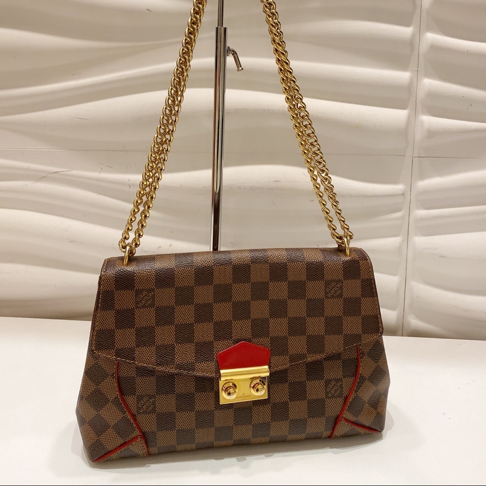 LOUIS VUITTON Lv Damier Ebene Caissa Clutch Cherry